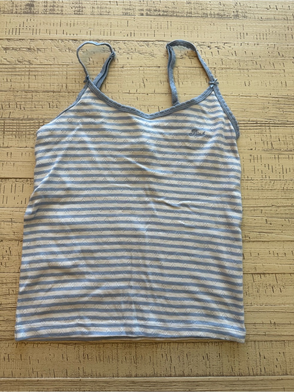PINK Victoria's Secret Light Blue & White Striped Tank